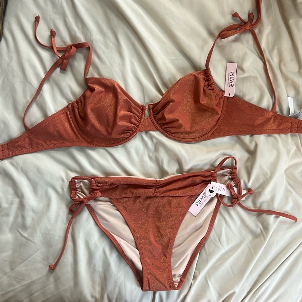 Orange bikini top and bottoms